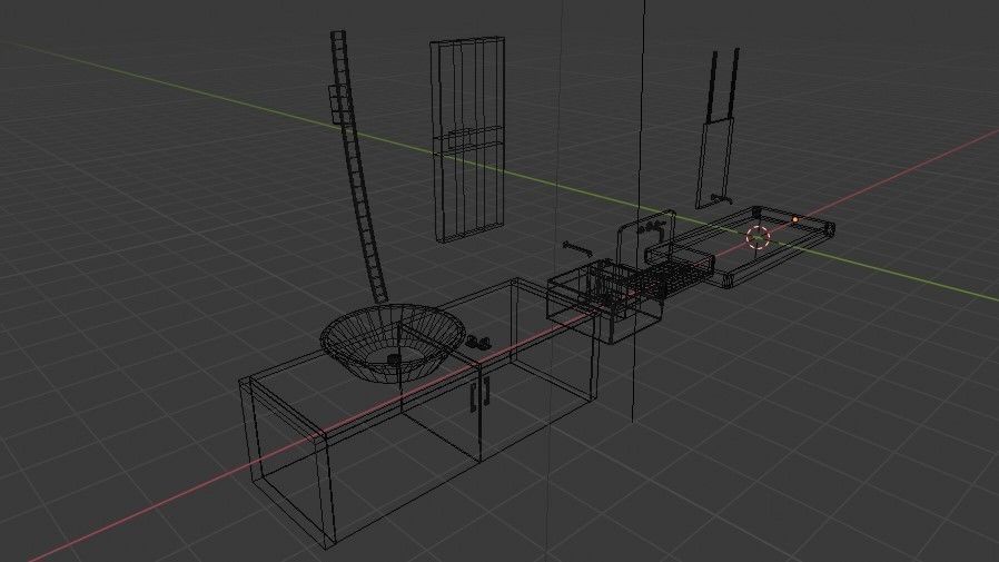 4 Sinks bathroom sink in glass cube Low-poly 3D model_11