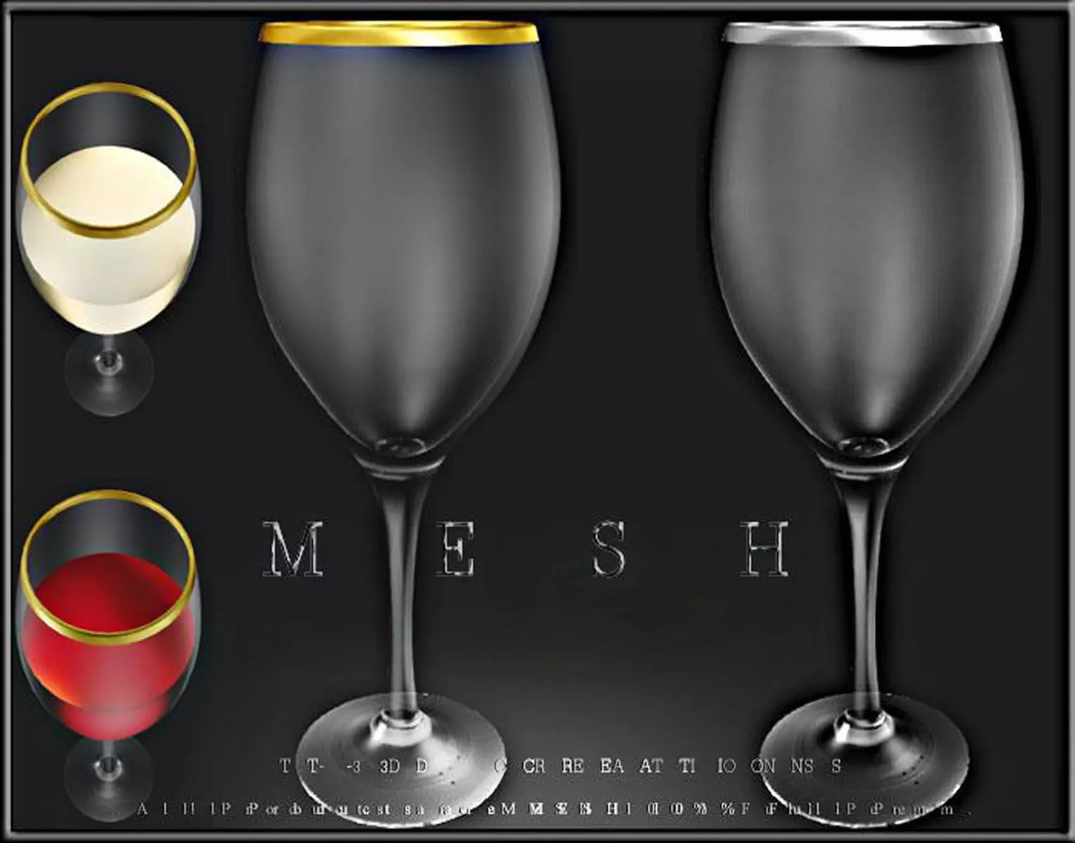 Metal Line Wine Glass Low-poly 3D model