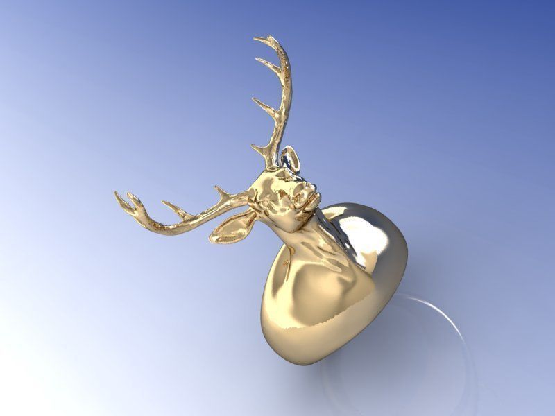 3D printable model silver deer head ring 3D print model_5