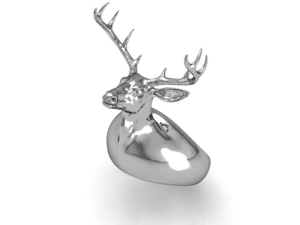 3D printable model silver deer head ring 3D print model_0