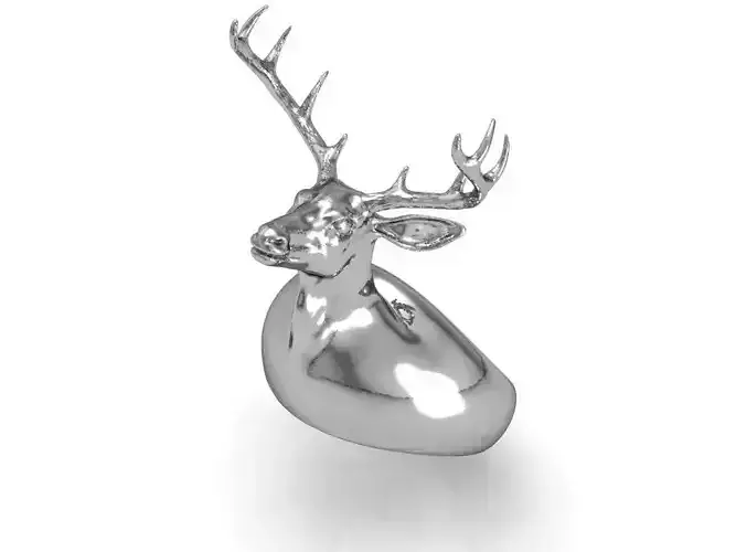 3D printable model silver deer head ring