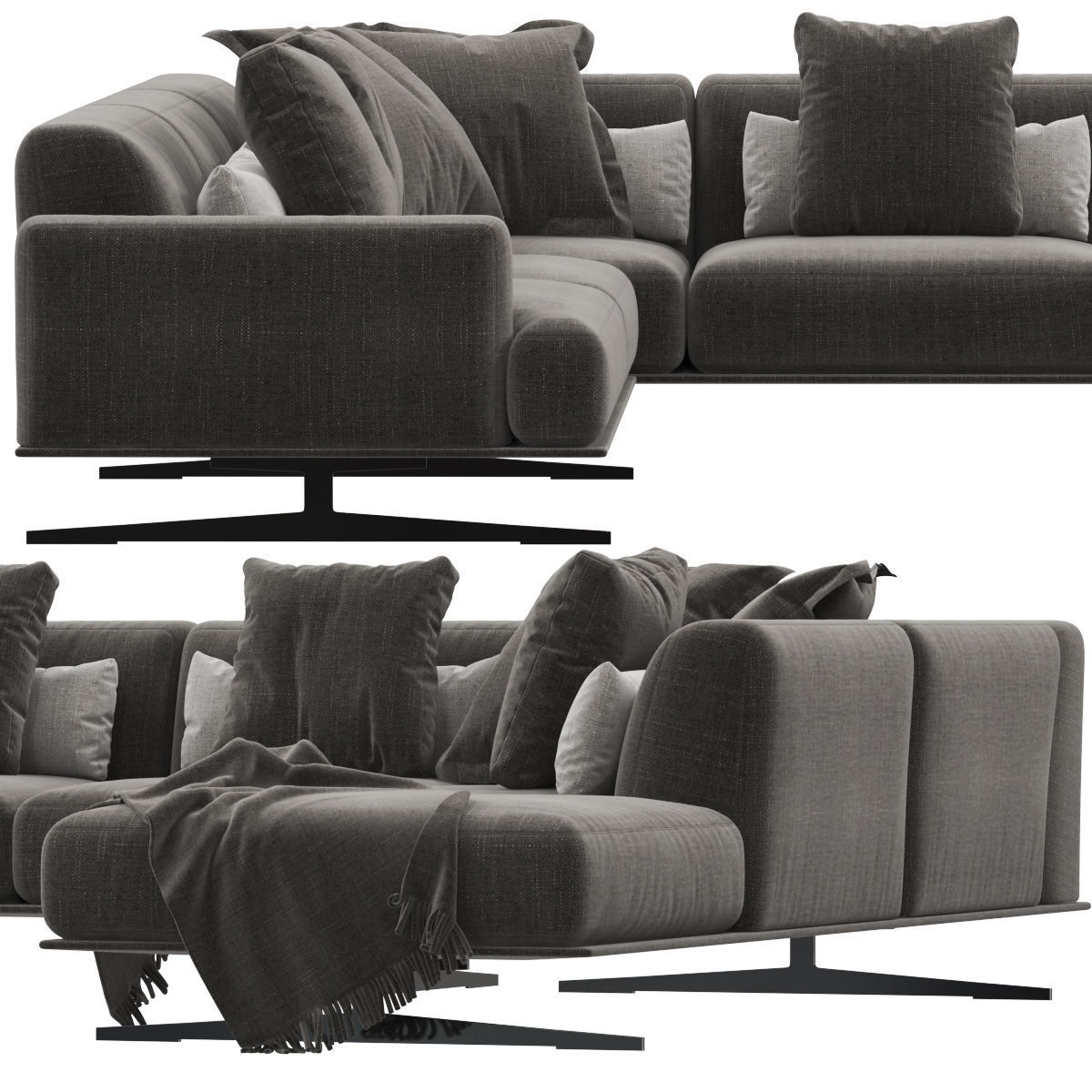Sofas set 7 sectional sofa with side table 3D model_27