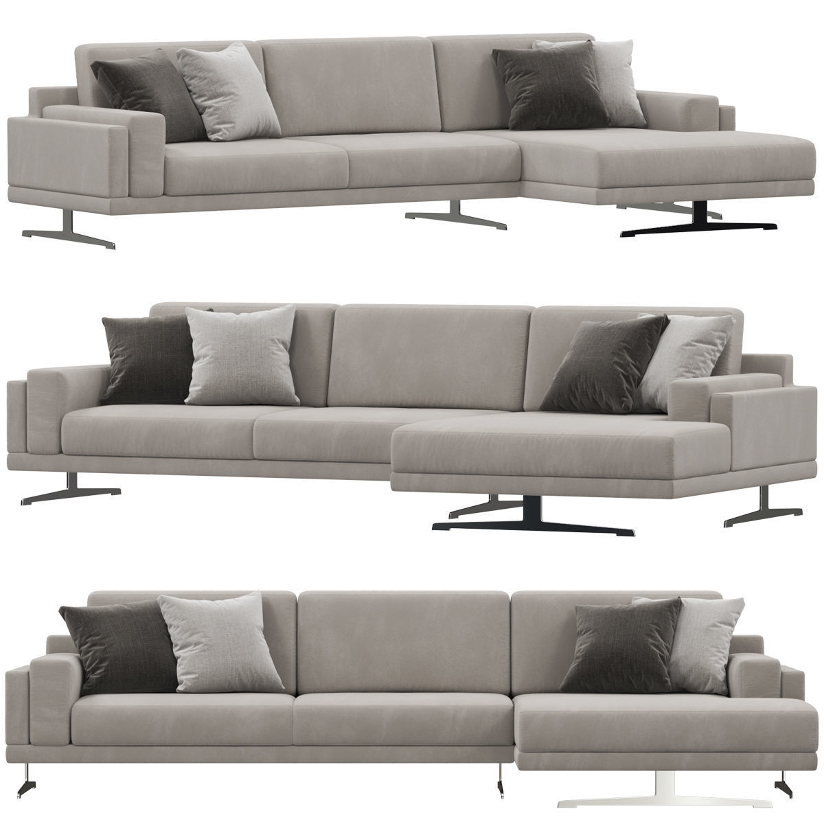 Sofas set 7 sectional sofa with side table 3D model_14