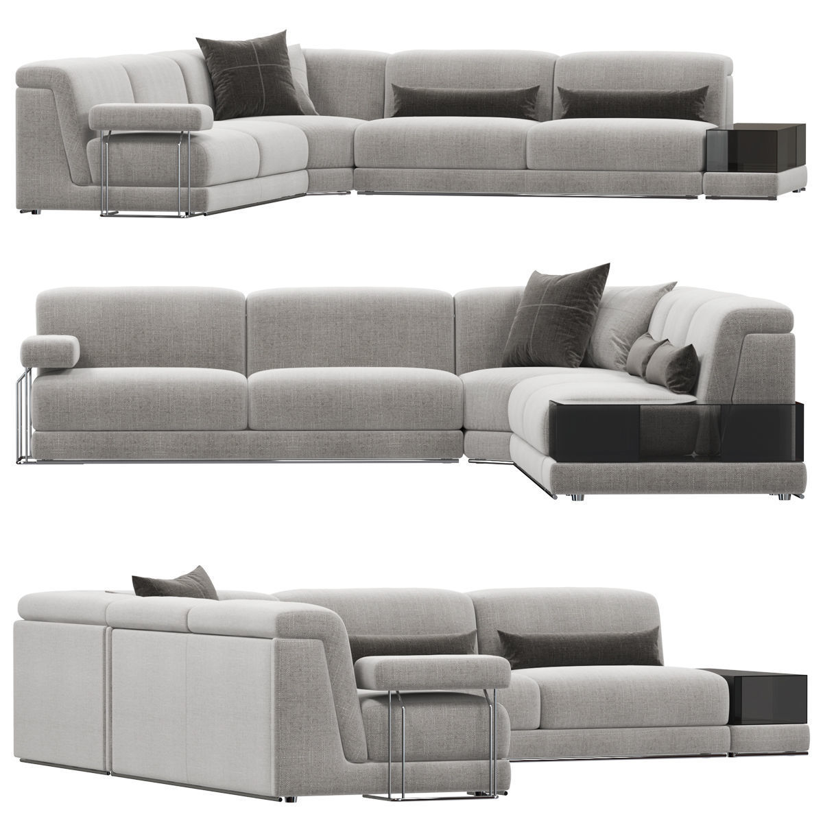 Sofas set 7 sectional sofa with side table 3D model_33