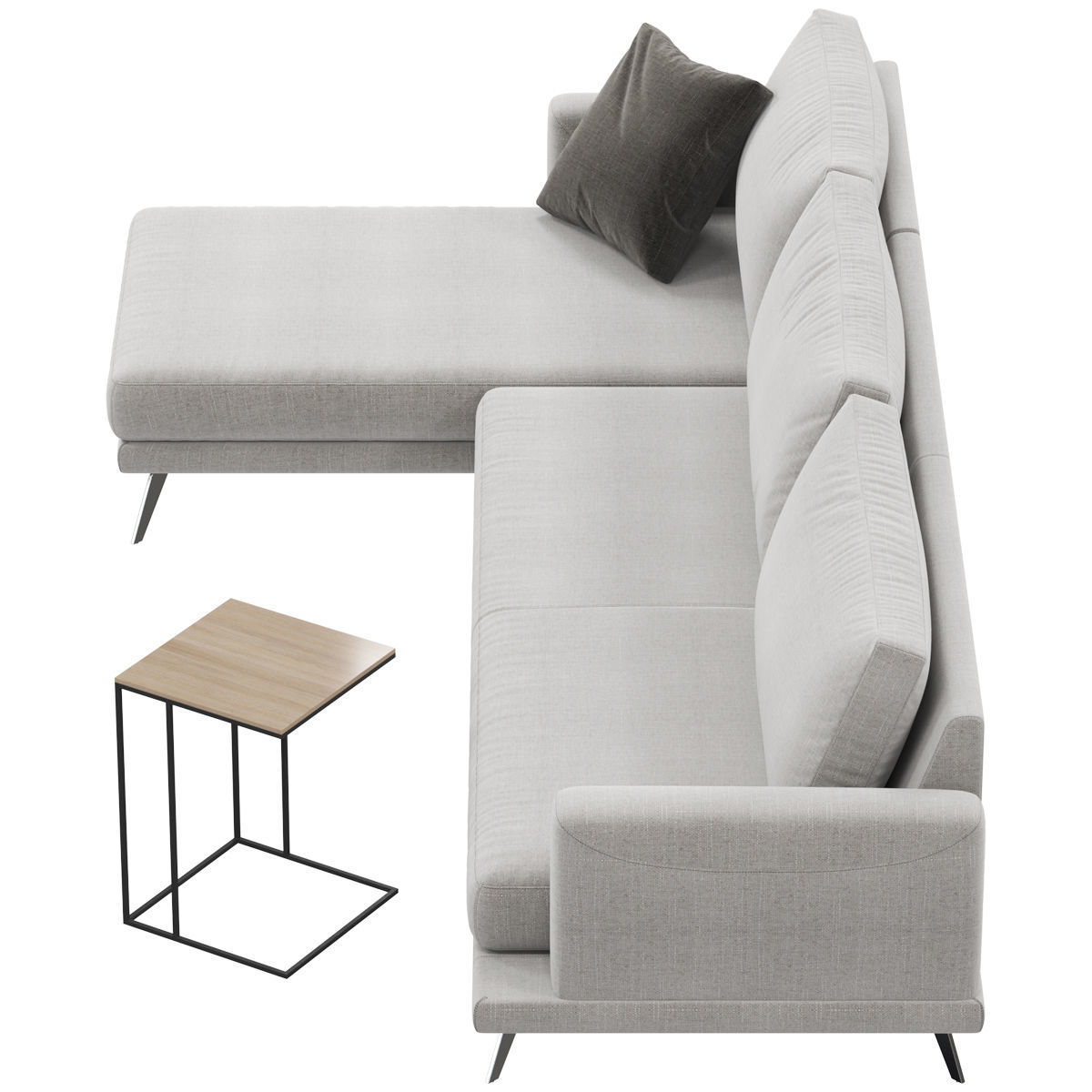 Sofas set 7 sectional sofa with side table 3D model_11