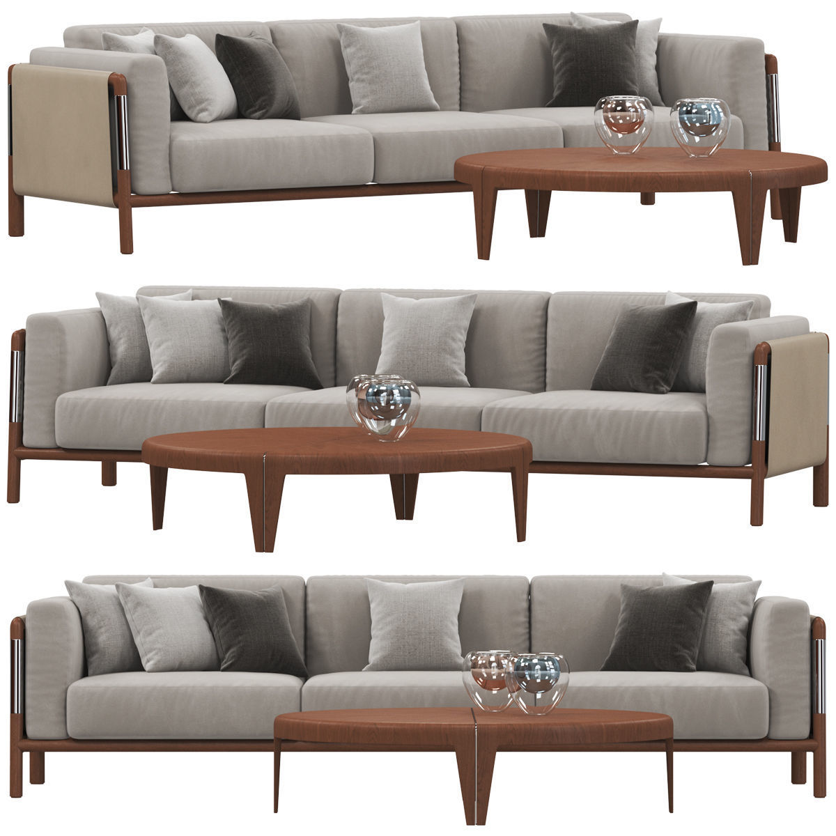 Sofas set 7 sectional sofa with side table 3D model_20