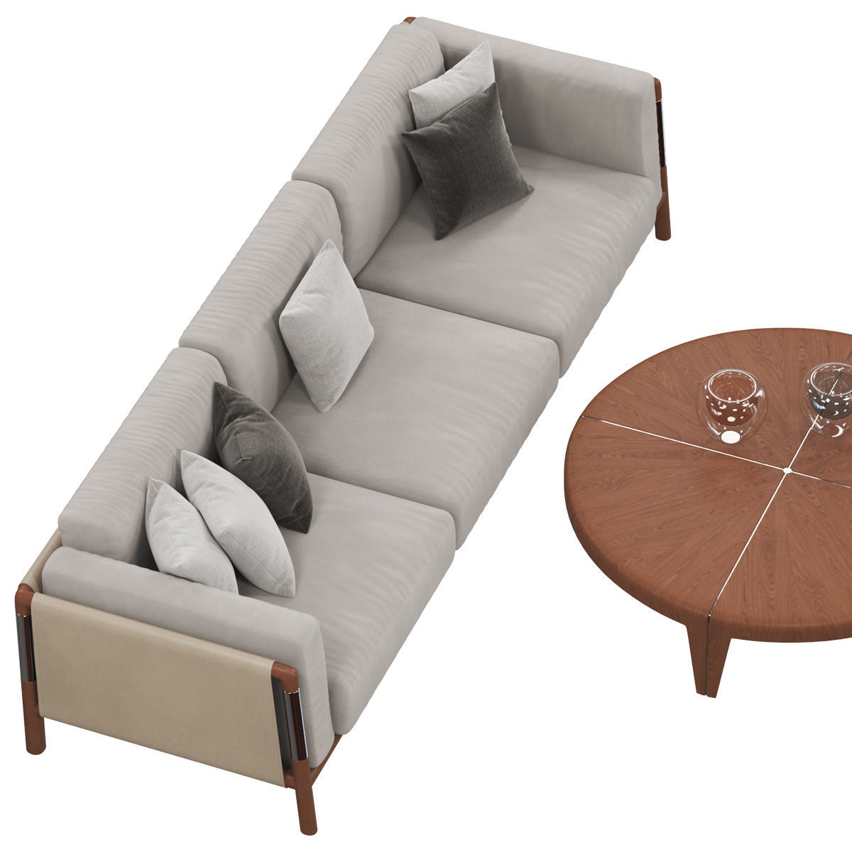 Sofas set 7 sectional sofa with side table 3D model_18