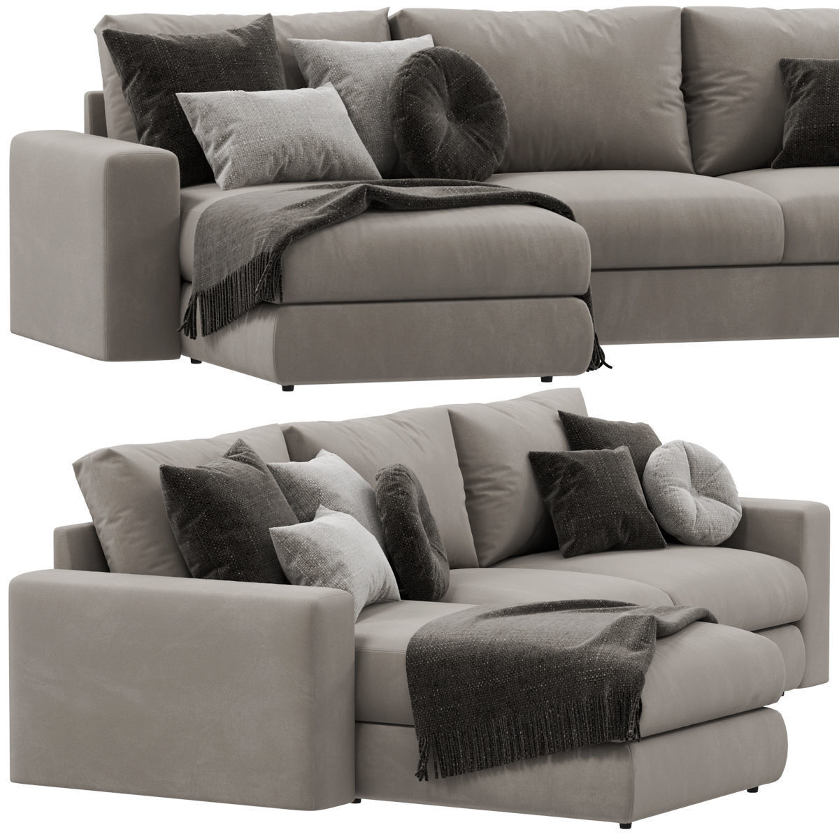 Sofas set 7 sectional sofa with side table 3D model_2