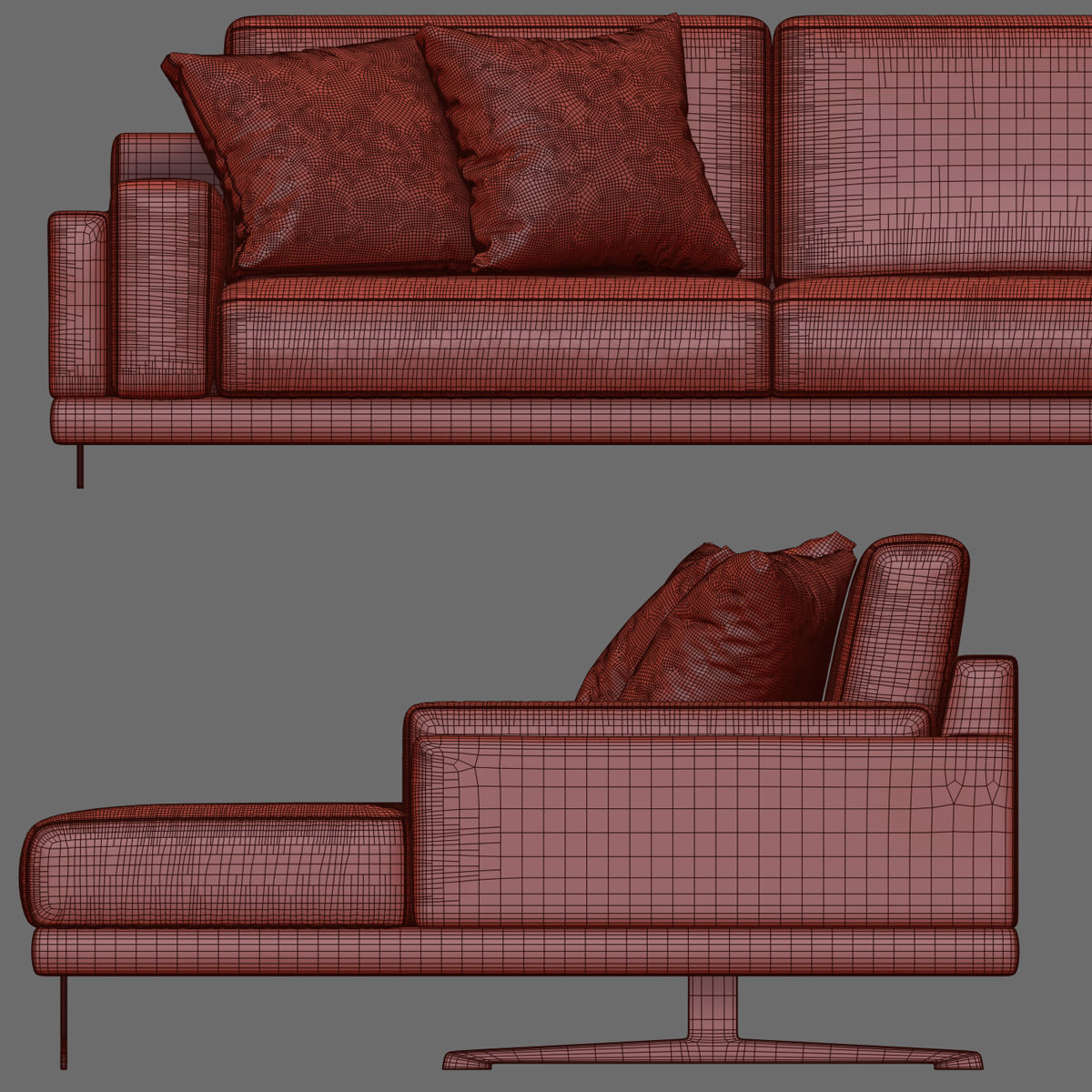 Sofas set 7 sectional sofa with side table 3D model_17