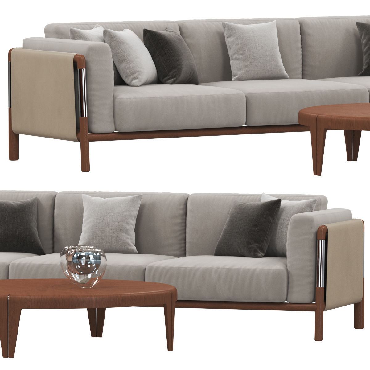 Sofas set 7 sectional sofa with side table 3D model_23