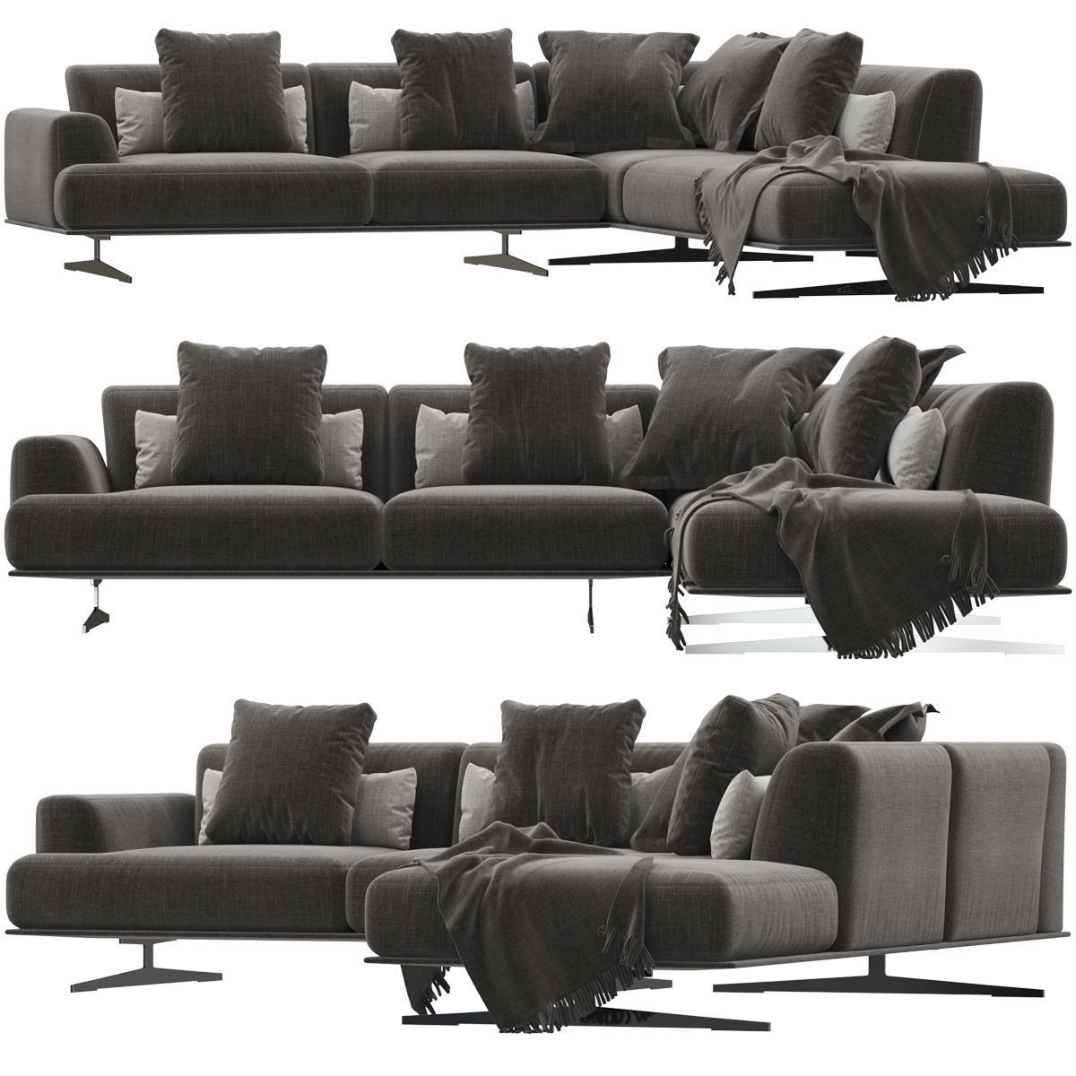 Sofas set 7 sectional sofa with side table 3D model_28
