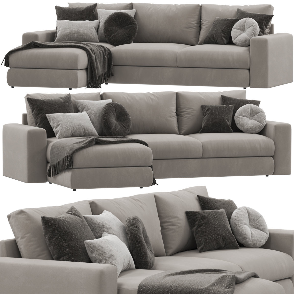 Sofas set 7 sectional sofa with side table 3D model_1