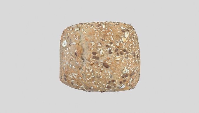 Bread Multigrain Roll Photoscan Low-poly 3D model 6