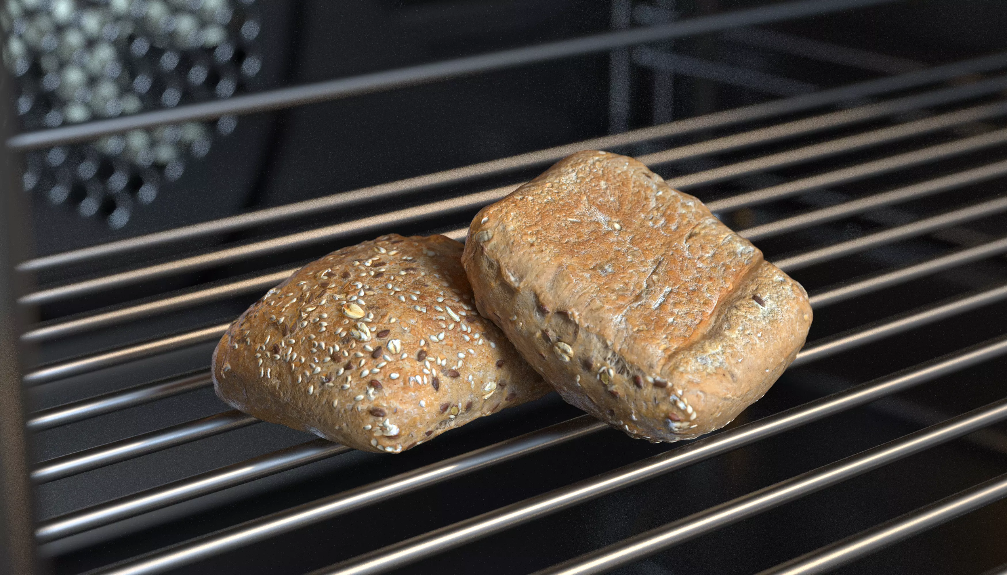 Bread Multigrain Roll Photoscan Low-poly 3D model_0