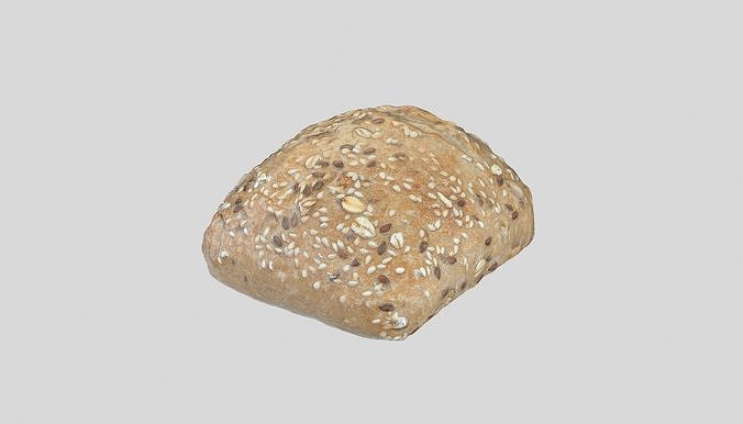 Bread Multigrain Roll Photoscan Low-poly 3D model 2
