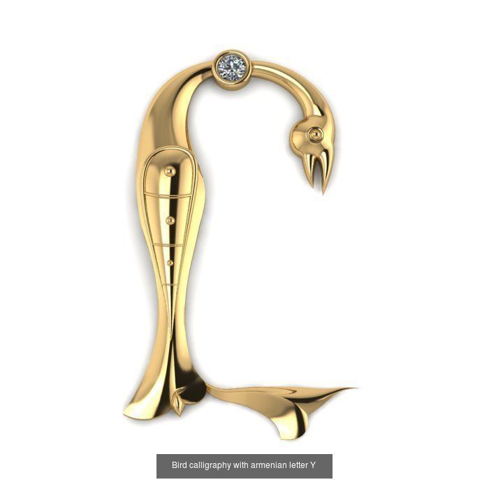 Bird calligraphy with armenian alphabet 3D Model Collection_7