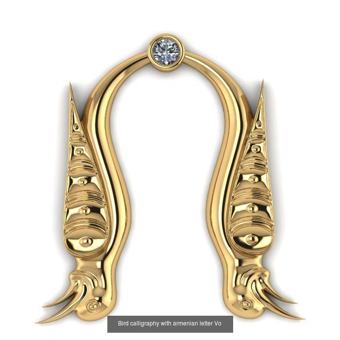 Bird calligraphy with armenian alphabet 3D Model Collection_10