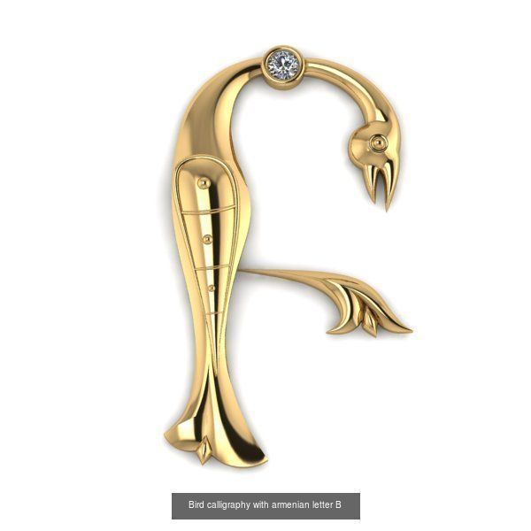 Bird calligraphy with armenian alphabet 3D Model Collection_42