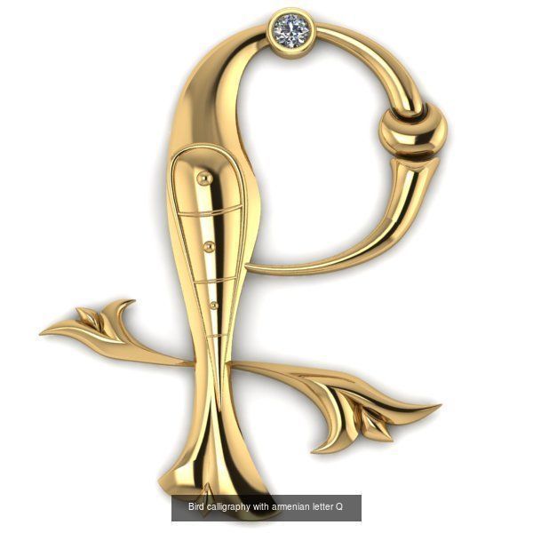 Bird calligraphy with armenian alphabet 3D Model Collection_21