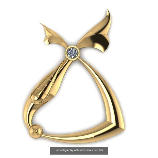 Bird calligraphy with armenian alphabet 3D Model Collection_15