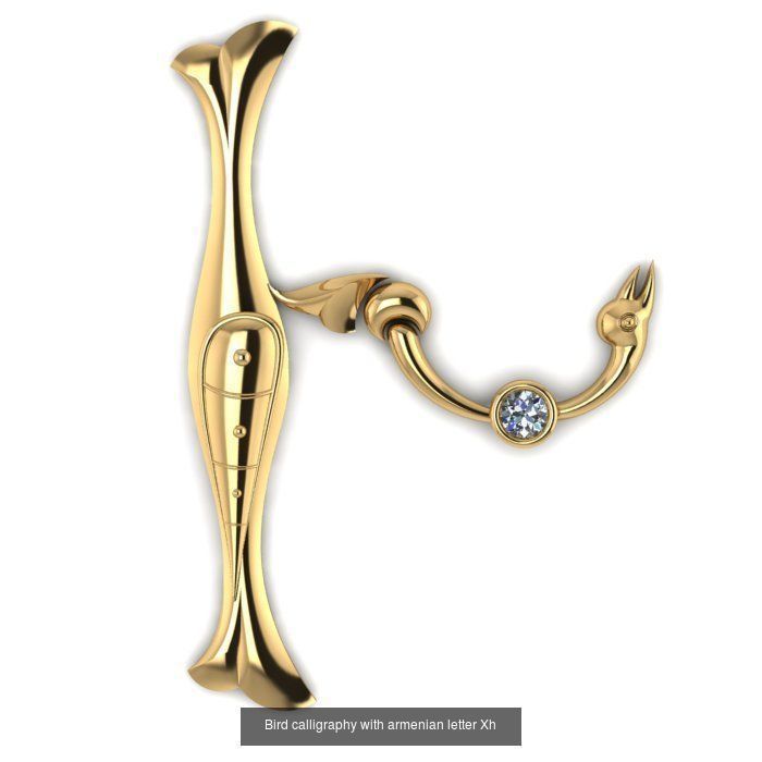 Bird calligraphy with armenian alphabet 3D Model Collection_8