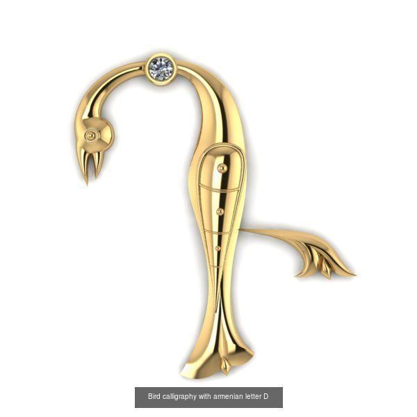 Bird calligraphy with armenian alphabet 3D Model Collection_39