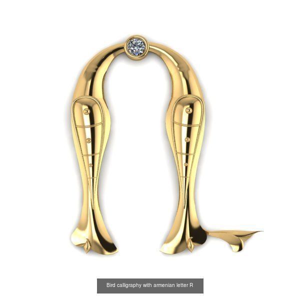 Bird calligraphy with armenian alphabet 3D Model Collection_20