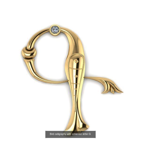 Bird calligraphy with armenian alphabet 3D Model Collection_32