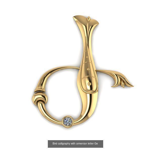 Bird calligraphy with armenian alphabet 3D Model Collection_31