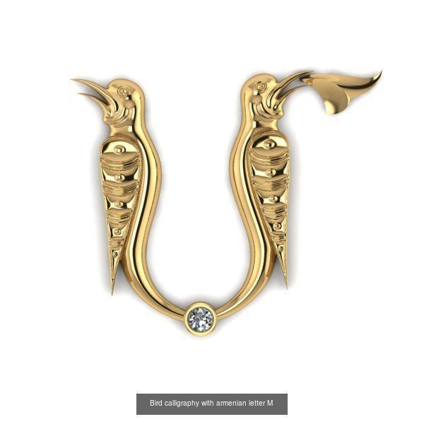 Bird calligraphy with armenian alphabet 3D Model Collection_26