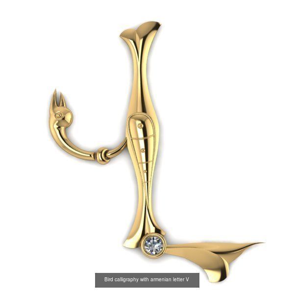 Bird calligraphy with armenian alphabet 3D Model Collection_11