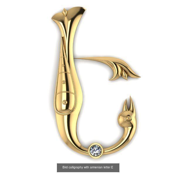 Bird calligraphy with armenian alphabet 3D Model Collection_36