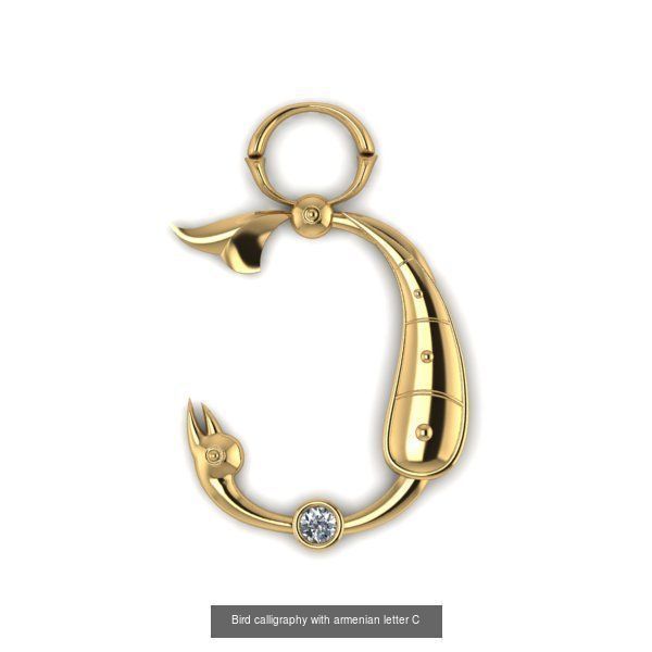 Bird calligraphy with armenian alphabet 3D Model Collection_41