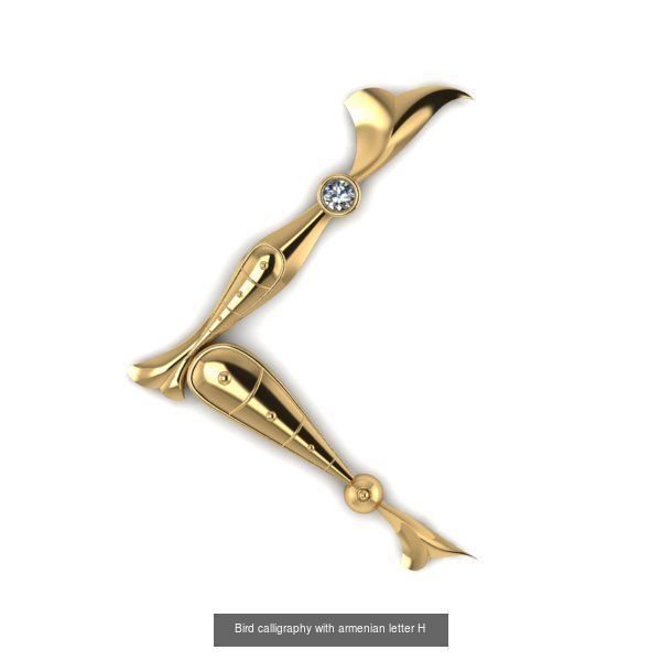 Bird calligraphy with armenian alphabet 3D Model Collection_30