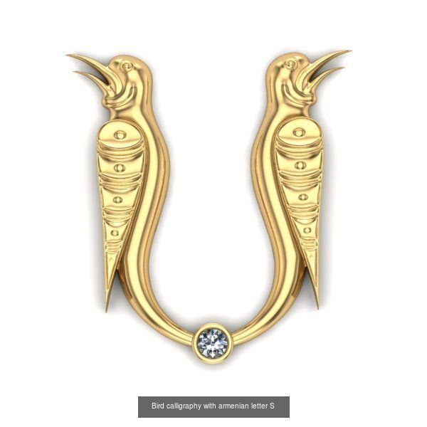 Bird calligraphy with armenian alphabet 3D Model Collection_18