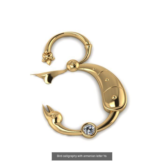 Bird calligraphy with armenian alphabet 3D Model Collection_6