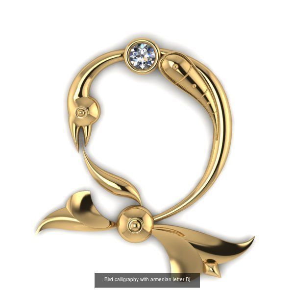 Bird calligraphy with armenian alphabet 3D Model Collection_38