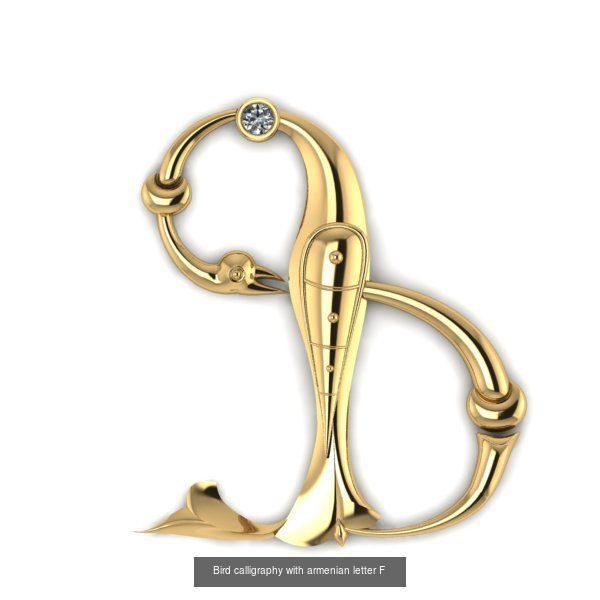Bird calligraphy with armenian alphabet 3D Model Collection_33