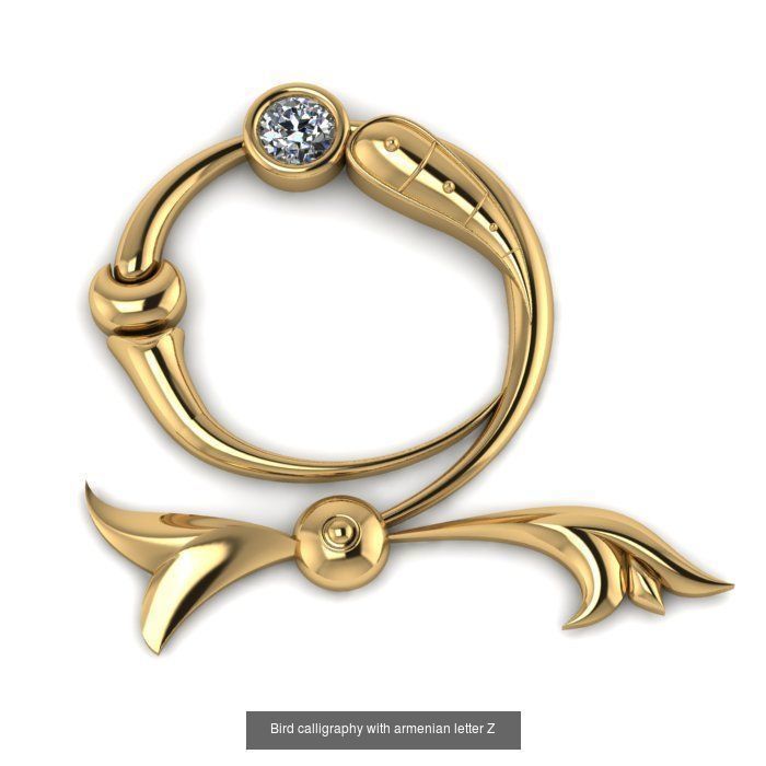 Bird calligraphy with armenian alphabet 3D Model Collection_5