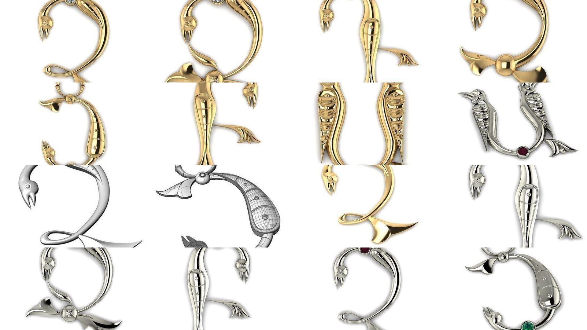 Bird calligraphy with armenian alphabet 3D Model Collection_3