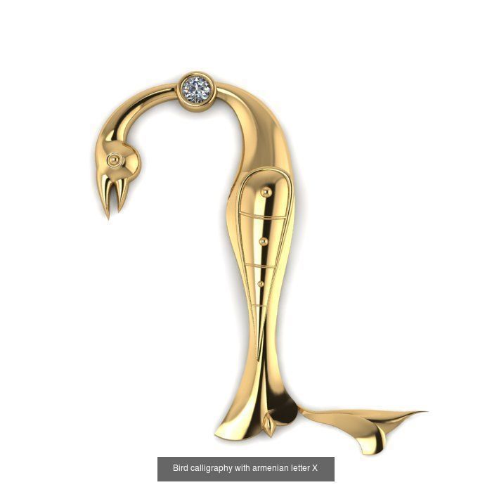 Bird calligraphy with armenian alphabet 3D Model Collection_9