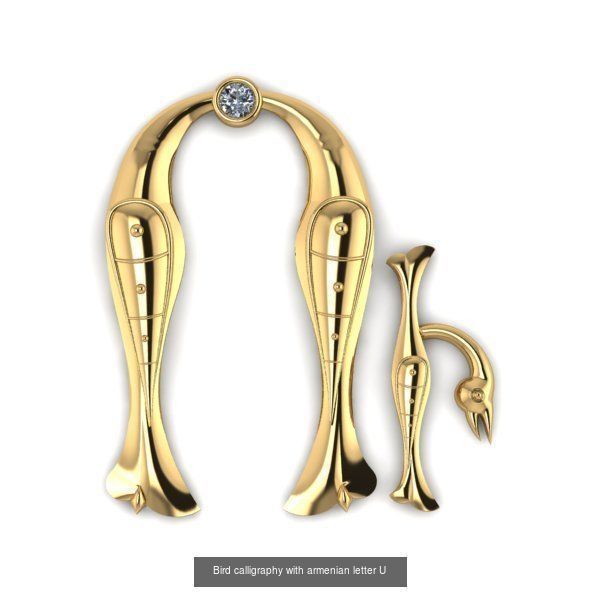 Bird calligraphy with armenian alphabet 3D Model Collection_12