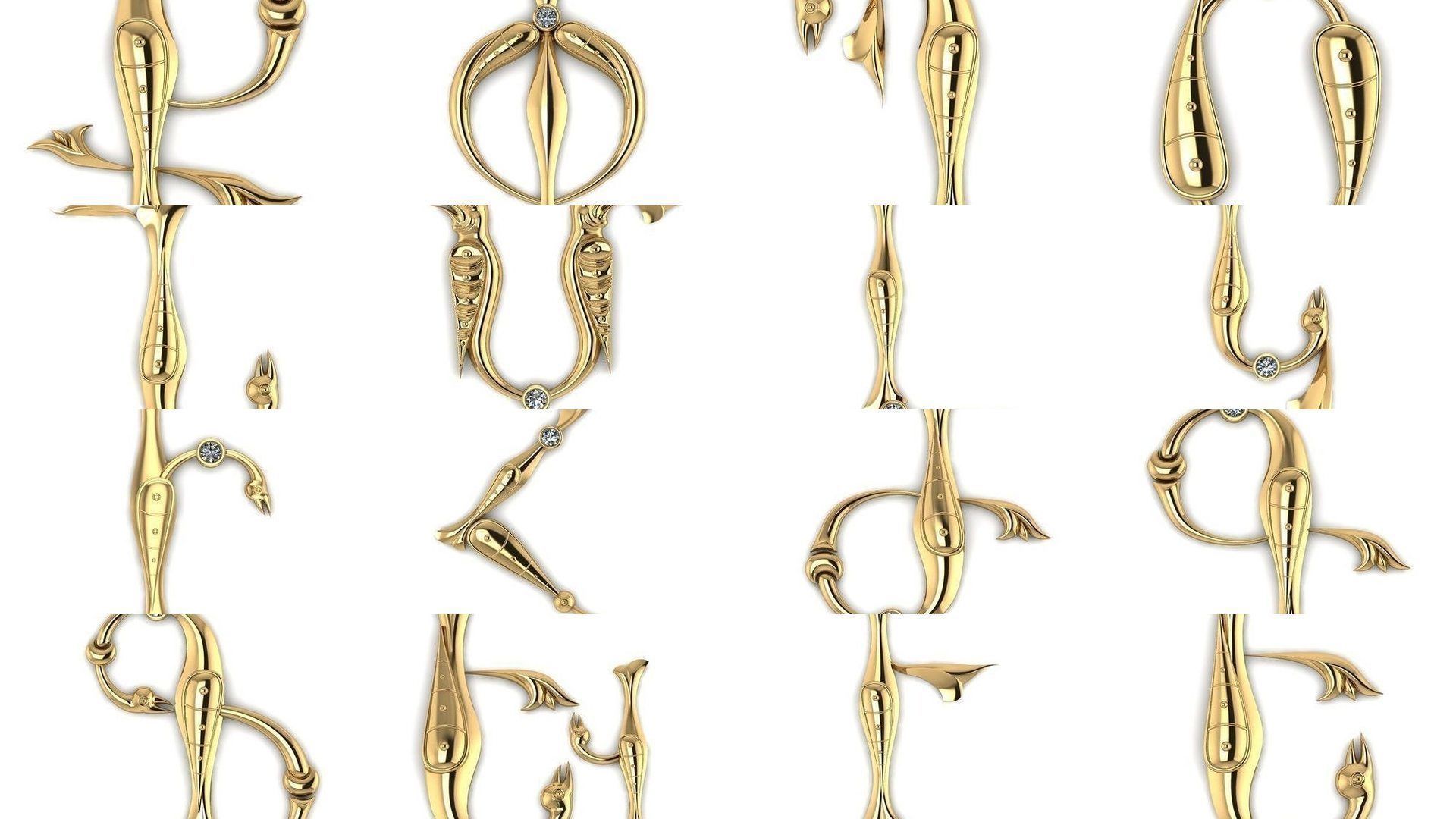 Bird calligraphy with armenian alphabet 3D Model Collection_1