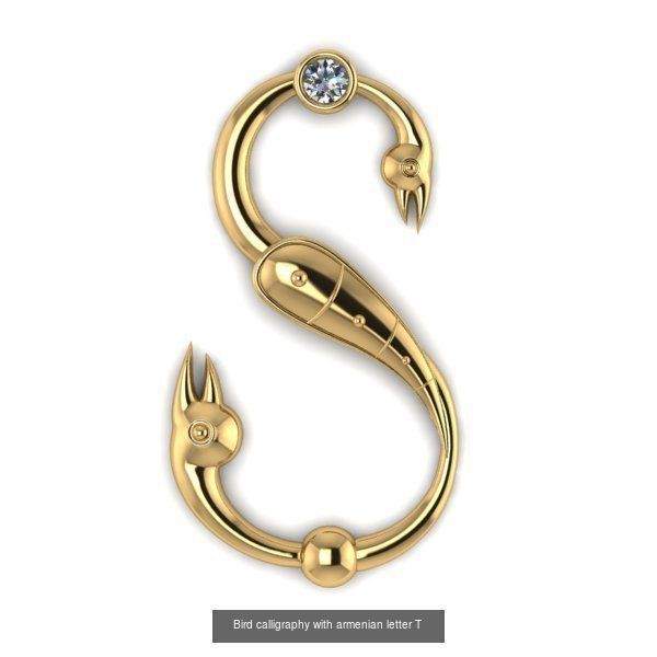 Bird calligraphy with armenian alphabet 3D Model Collection_16