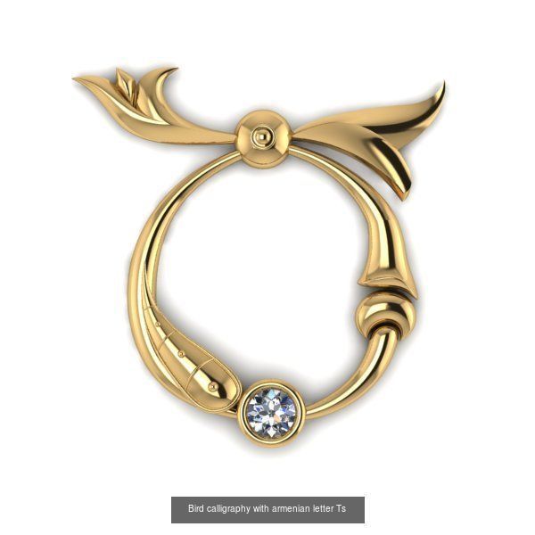 Bird calligraphy with armenian alphabet 3D Model Collection_13