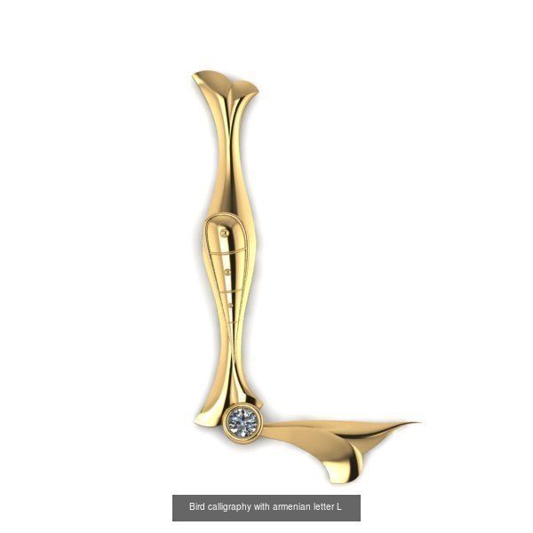 Bird calligraphy with armenian alphabet 3D Model Collection_27