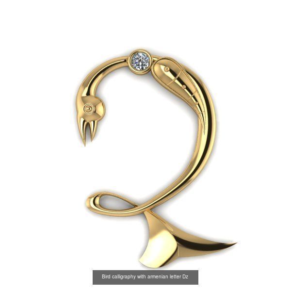 Bird calligraphy with armenian alphabet 3D Model Collection_37