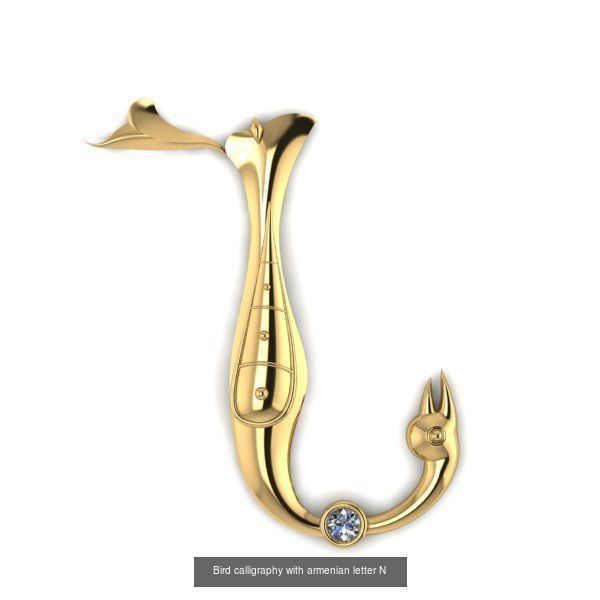 Bird calligraphy with armenian alphabet 3D Model Collection_25