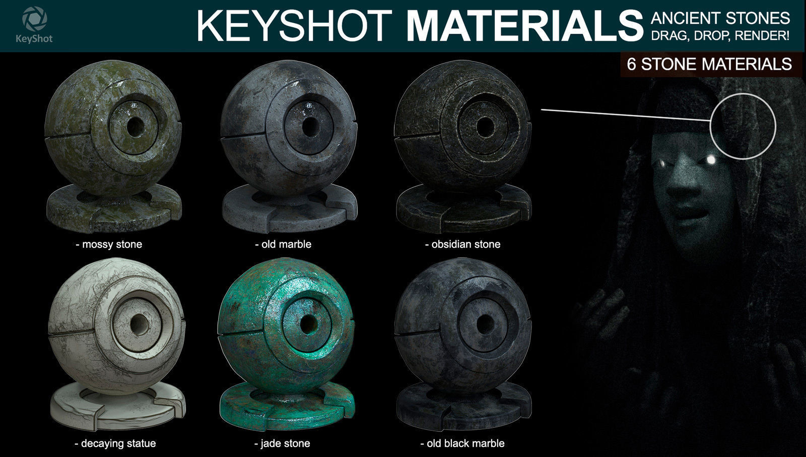 Ancient stone materials for Keyshot Texture_1