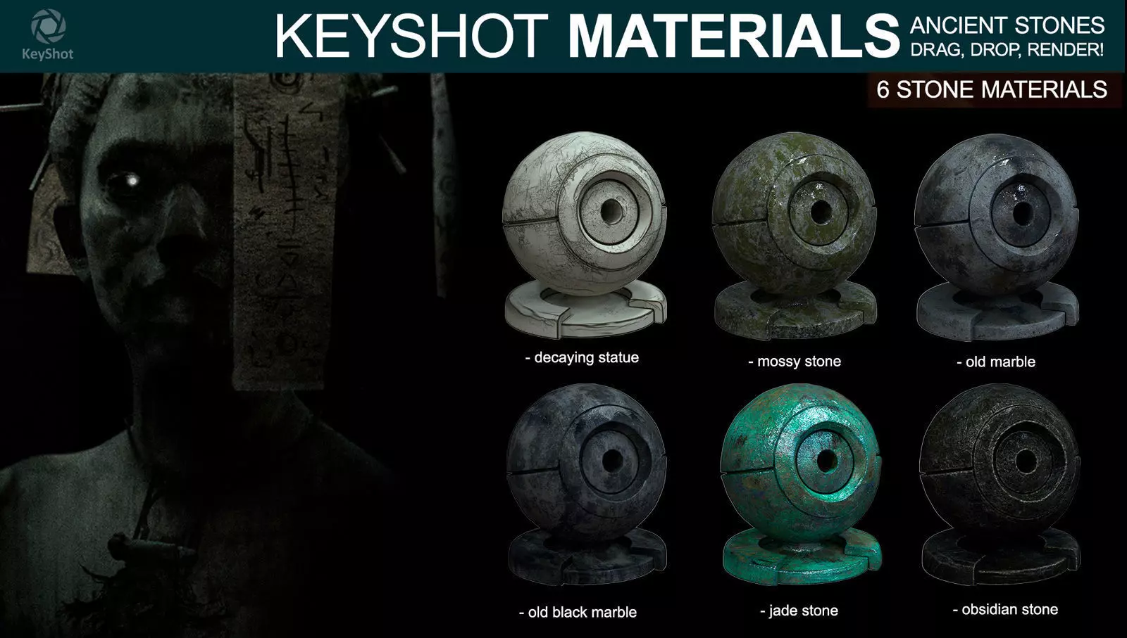 Ancient stone materials for Keyshot Texture_0